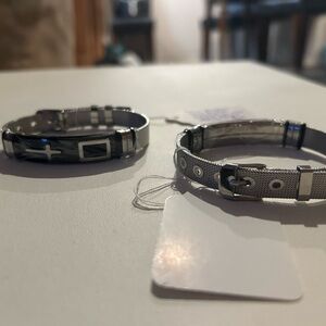 Silver and Black Bracelets Set